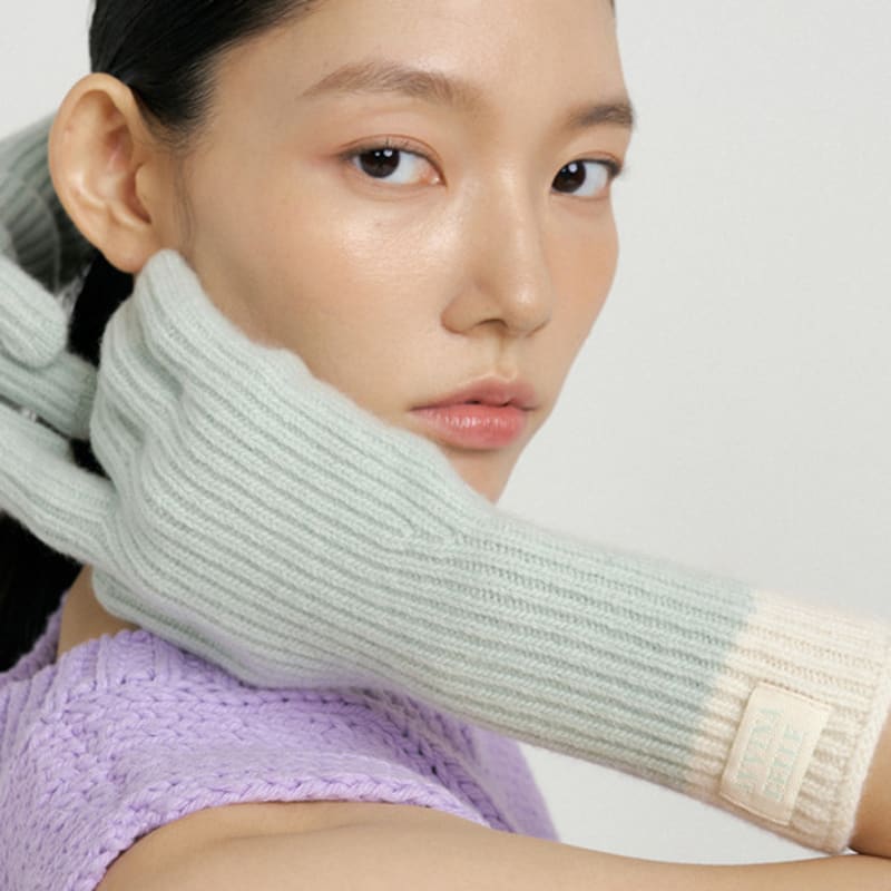 AVVINA PELLE Cashmere Blend Ribbed Knit Gloves (8colors)