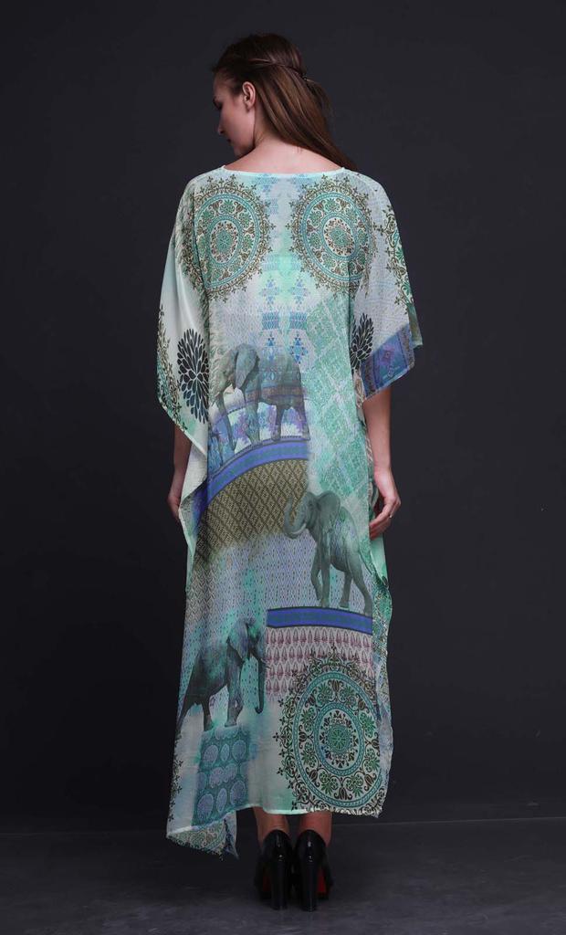 Phagun Elephant Animal Beach Kaftan Bikini Cover Up Womena    S Maxi Dress Long