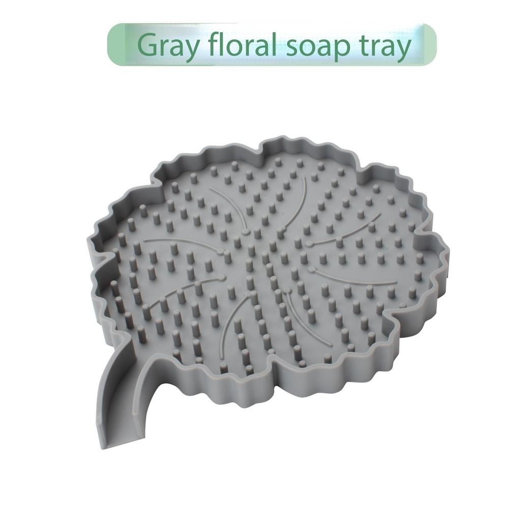 New Silicone Soap Dish with Self-Draining Function, Flower-Shaped Soap Dish, Bathroom Hanging Accessory