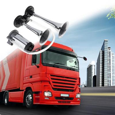 150DB araba kornası süper yüksek sesle 12V/24V çift trompet havalı korna kompresörü araba kamyon tekne tren korna Hooter otomatik ses işareti
