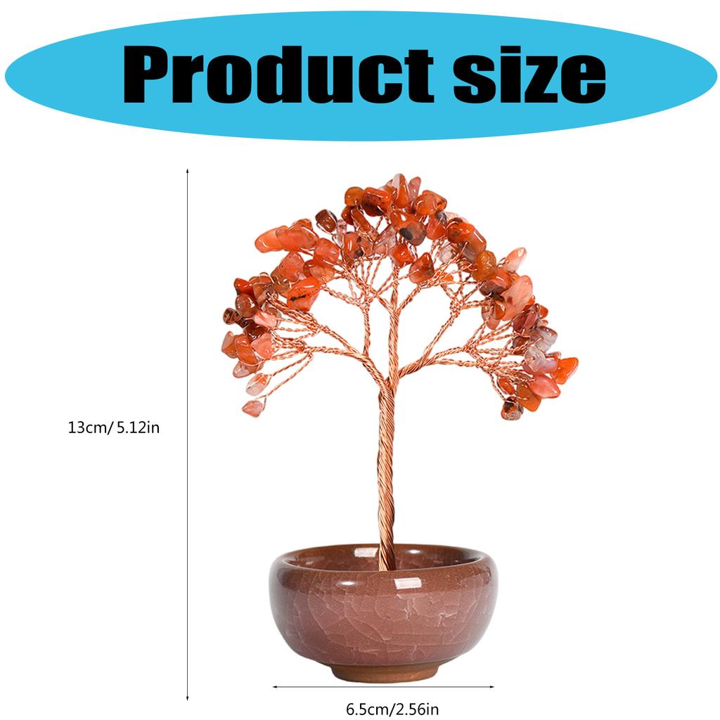 Miniature Crystal Tree Gemstones Bonsais Tree Ornament for Fengshuis Home Office Desktop Decors and Good Luck Wealth