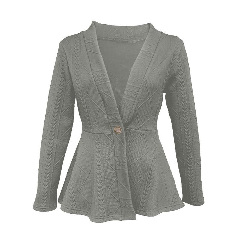 Autumn and Winter Women's New Thickened Jacquard Texture Single-button Slim Long-sleeved Jacket
