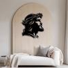 Silhouette Métallique Jésus Art Mural Décoration Chrétienne Religieuse avec Couronne d'Épines Croix Minimaliste Suspendue pour Salon Chambre à Coucher