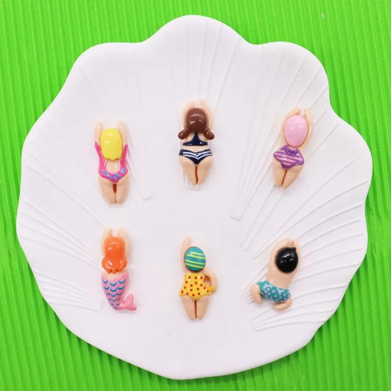 6Pcs Swimming Boys Girls Sports Resin Shoes/bags/cups Ornaments DIY Funny Bracelet Decoration Charms Fit Birthday Present