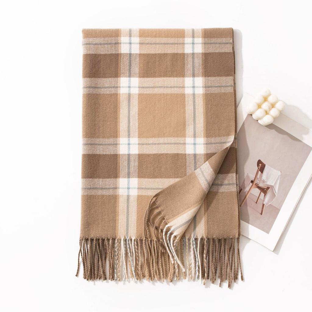 Autumn and winter red Christmas plaid scarf atmosphere imitation cashmere winter warm shawl scarf classic