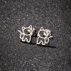 1Pair Cute Cartoon Cat Stainless Steel Stud Earrings For Men Women Punk Trend Fashion Small Ear Studs Jewelry Accessories Gifts