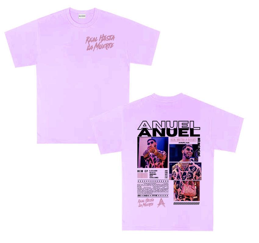 Rapper ANUEL AA Real Hastala Muerte Tour 2025 new Album T Shirt Men Retro Hip Hop Fashion Cotton Short Sleeve Tshirt Streetwear