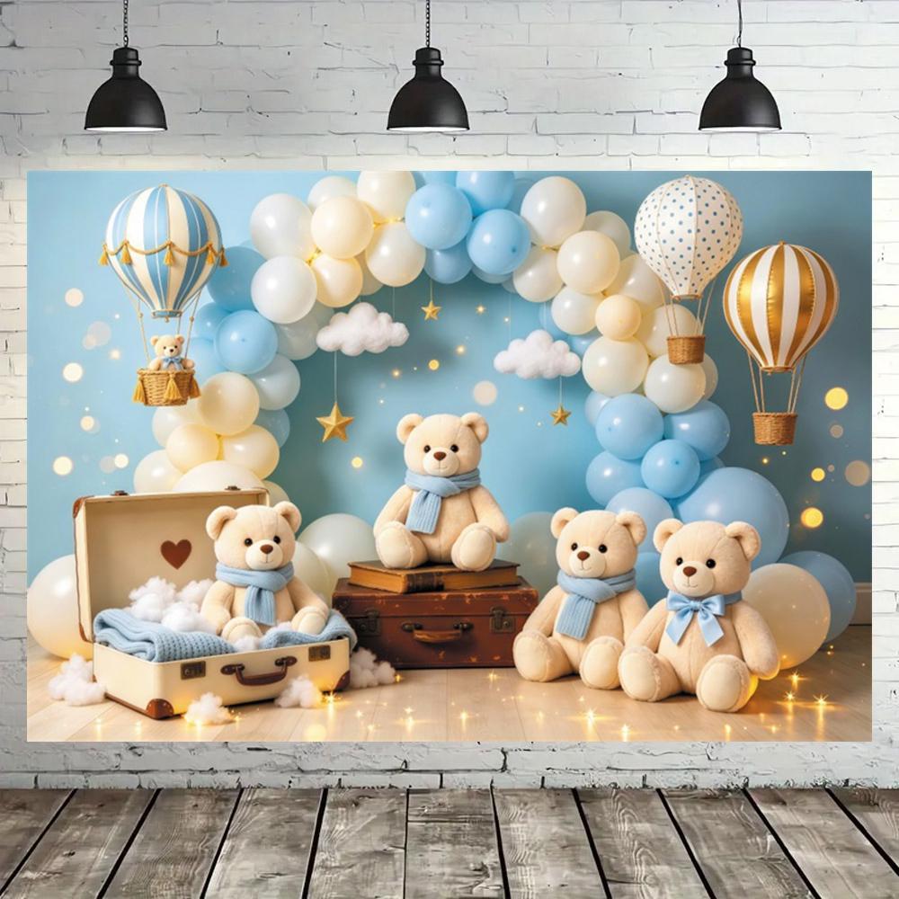 Teddybär Baby Geburtstagsparty Dekoration Fotohintergrund Babyparty Banner Kuchen-Zertrümmerung Foto Hintergrund Studio Requisiten