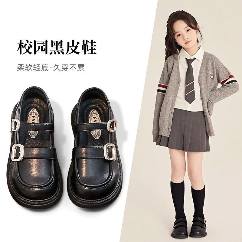 Girls shoes Children's princess small leather shoes 2025 spring and summer new loafers black soft-soled British spring single shoes