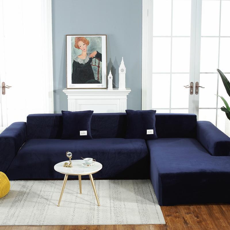 Thicken Plush Sofa Covers Elastic Corner 1/2/3/4/5 Seats Solid Color Couch Cover L-Type Sofa Cover All-Inclusive Protector Cover