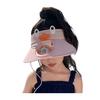 Kids Hat with Built-in Fan Cartoon Shape Oversized Brim UV-Resistant Sun Hat Cartoon Style Adjustable Wind Speed Hat