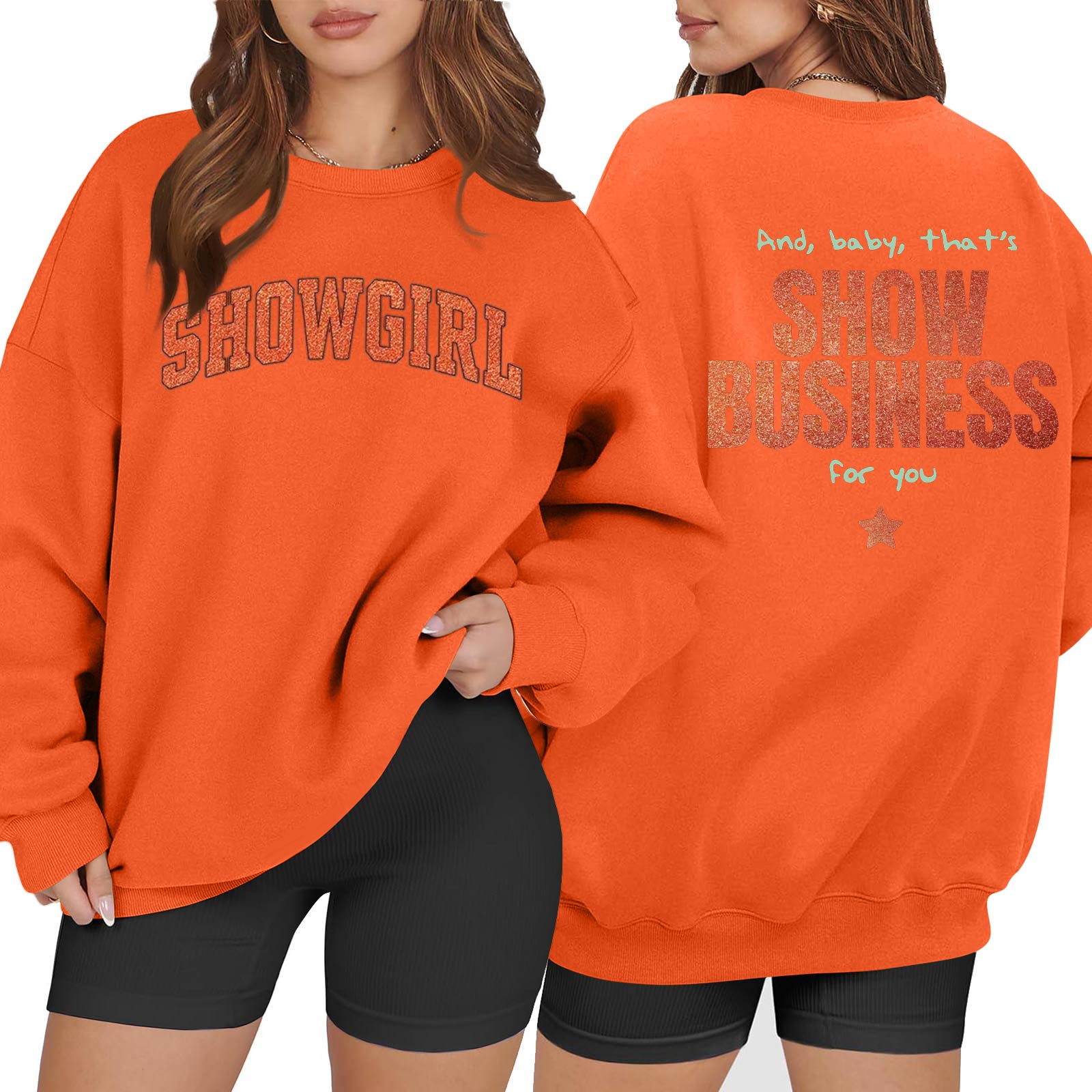 

Женский повседневный модный свитшот с длинным рукавом, принтом и круглым вырезом S оранжевый