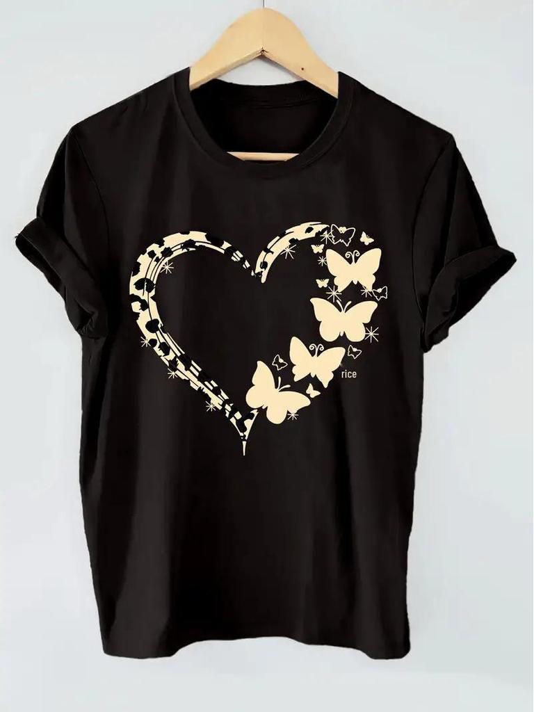 Women's Sweet Print Letter Short Sleeve Tops - New Arrival
