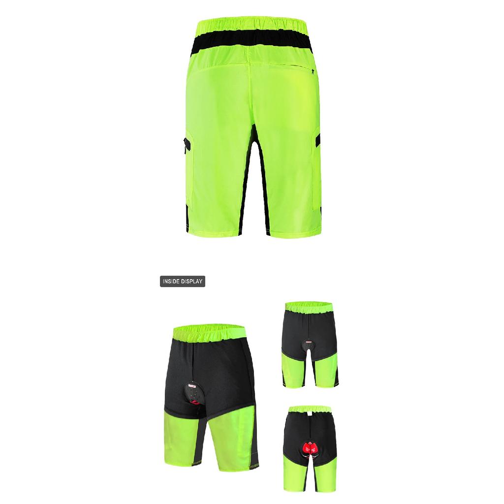 WOSAWE Men's Cycling Shorts Built-in 3D Cushion Padding Loose Fit Shockproof MTB Bike Trousers Breathable with Multi Pockets