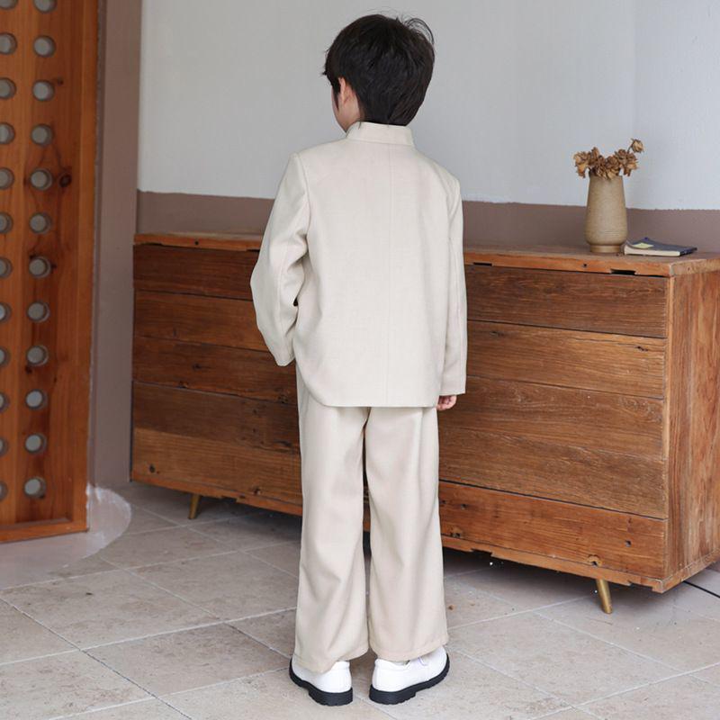 Boys' Autumn Chinese Style Tuxedo: Retro Pan Buckle Hanfu - Medium & Large Sizes