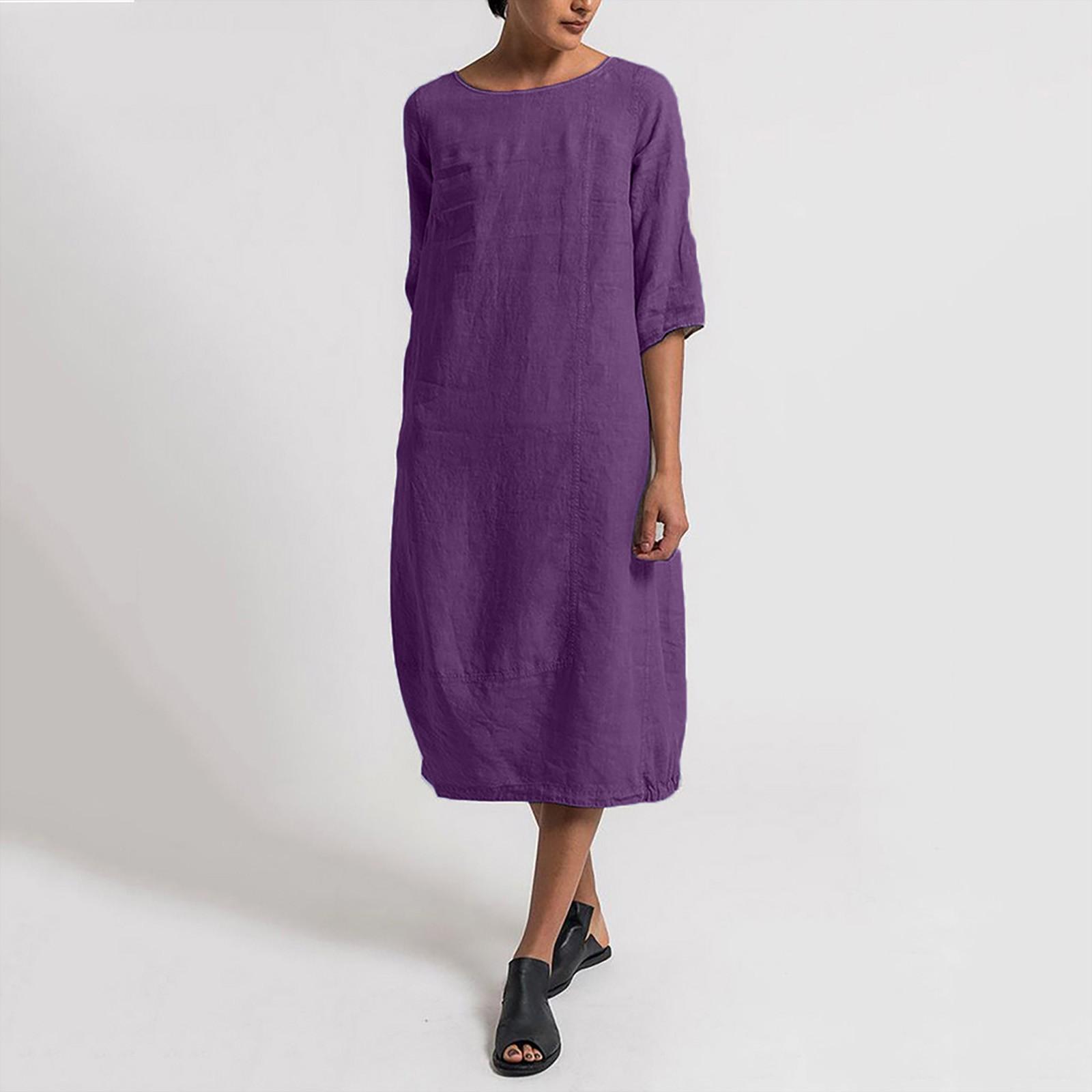 

Женская летняя Feminino Vestido футболка из хлопка повседневное женское платье больших размеров XL фиолетовый