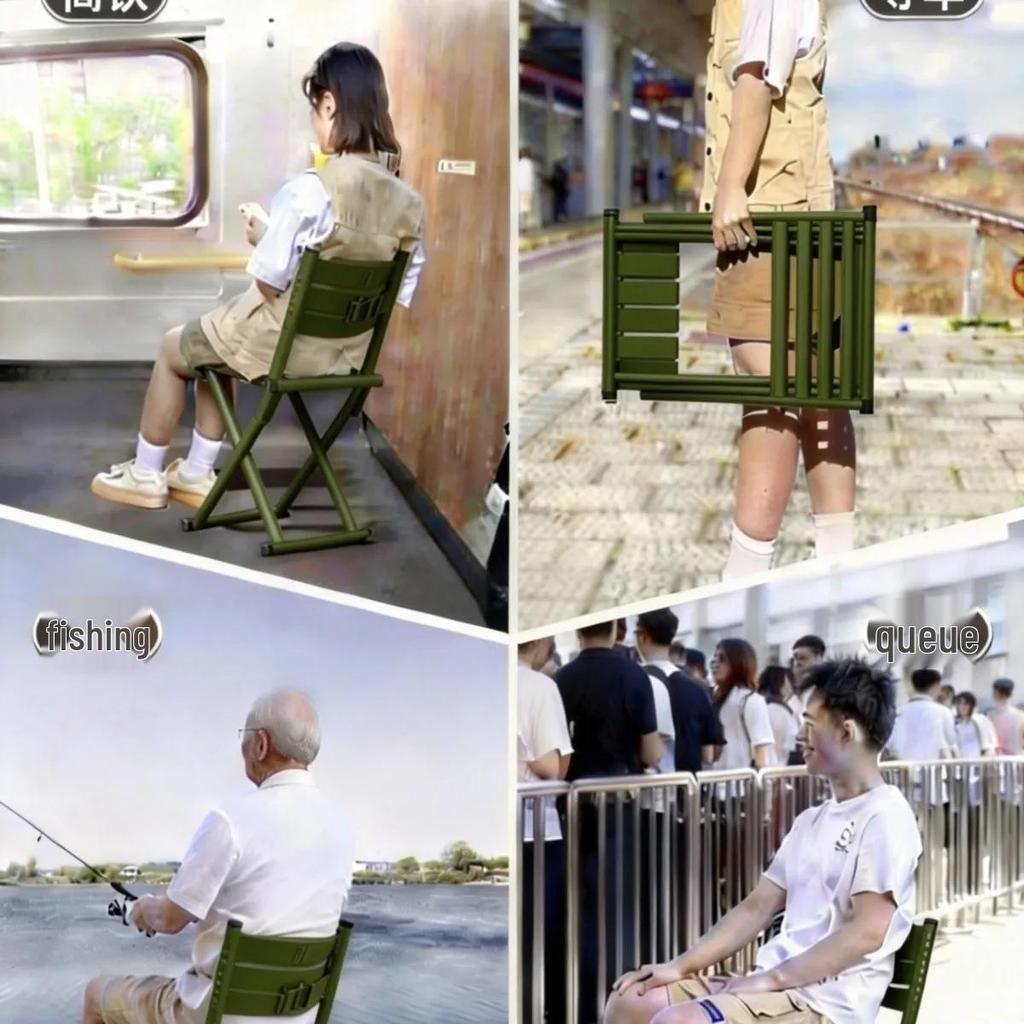 Extra Thick Folding Stool with Backrest for Outdoor Camping and Fishing