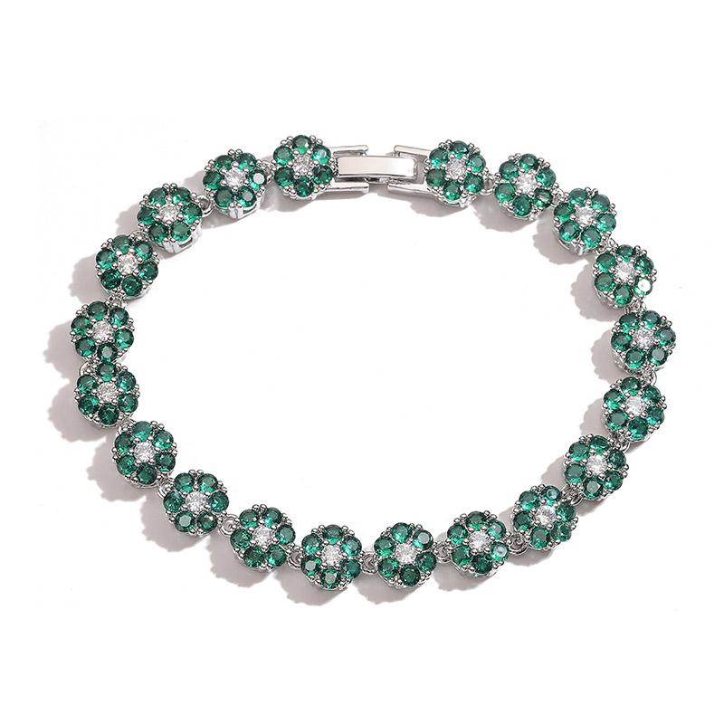 

Flowers Colourful Zircon Necklace Bracelet ,Fine Zircon Brass 18K Real Gold Plated Romantic Gift For Women