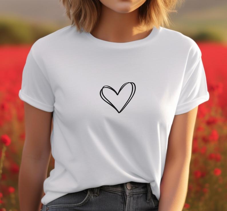 Heart T Shirt Hand Drawn Cute Heart Cute Minimal Small Heart Shirt Love Heart Self Trending Fashion Tshirt Aesthetic Clothes