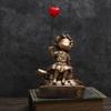 1pc Resin Tank Cartoon Girl Figurine with Balloon, Peace No War Love Decorative Collectiblefor Various Room Types, Indoor Use No