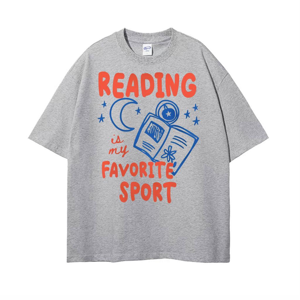 Reading Is My Favorite Sport Funny Graphic T Shirt Unisex Women Fashion High Quality Tshirts Oversized Vintage 100 Cotton TShirt