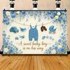 2D Blue Floral Baby Background for Cake Table and Photoshoot
