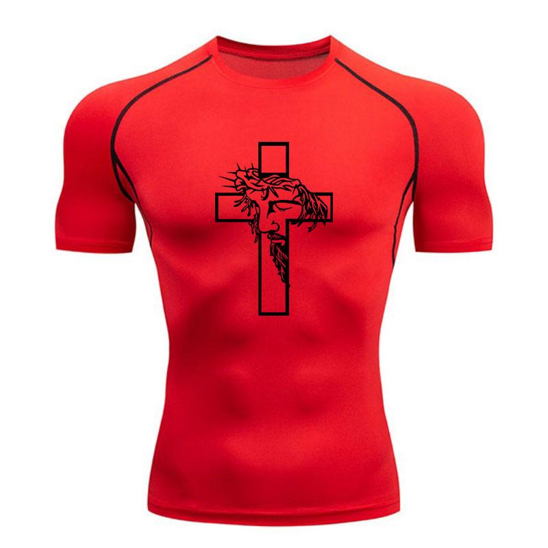 Men's Compression Athletic Workout T-Shirt, Jesus Christ Cro