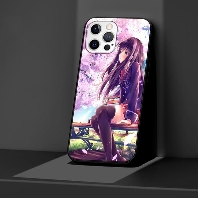 Japanese Anime Plum Cherry Blossom Girl Case For Iphone 14 13 11 12 Pro Max Xr 7 8 X 6 6s Plus Xs 5 5s Se Black Soft Phone Cover