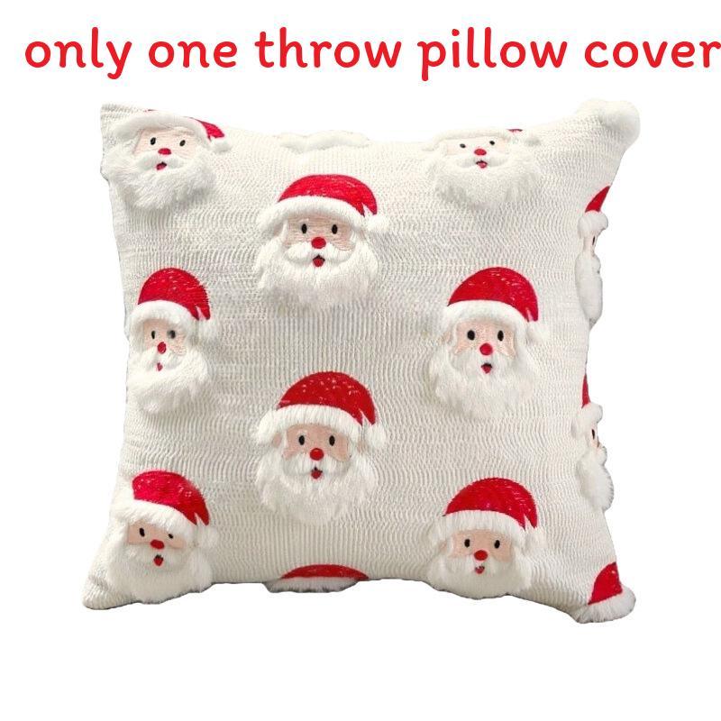 Christmas Santa Plush Cushion Cover With Cartoon Santa Claus Design For Holiday Home Decor