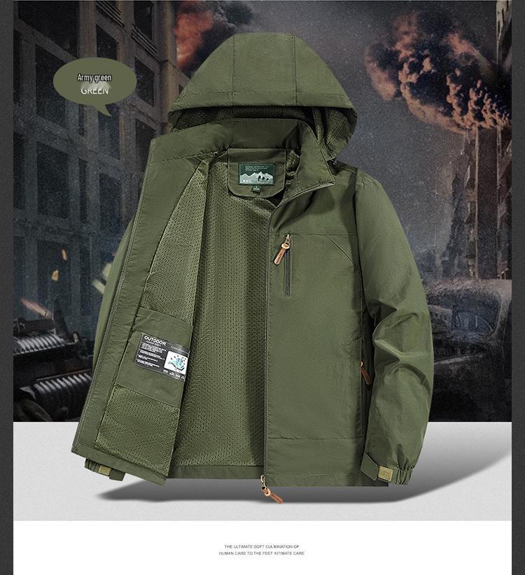 Men's Hooded Windbreaker Jacket - Waterproof, Windproof, Spring/Autumn Motorcycle Workwear Trend (Style 8817)