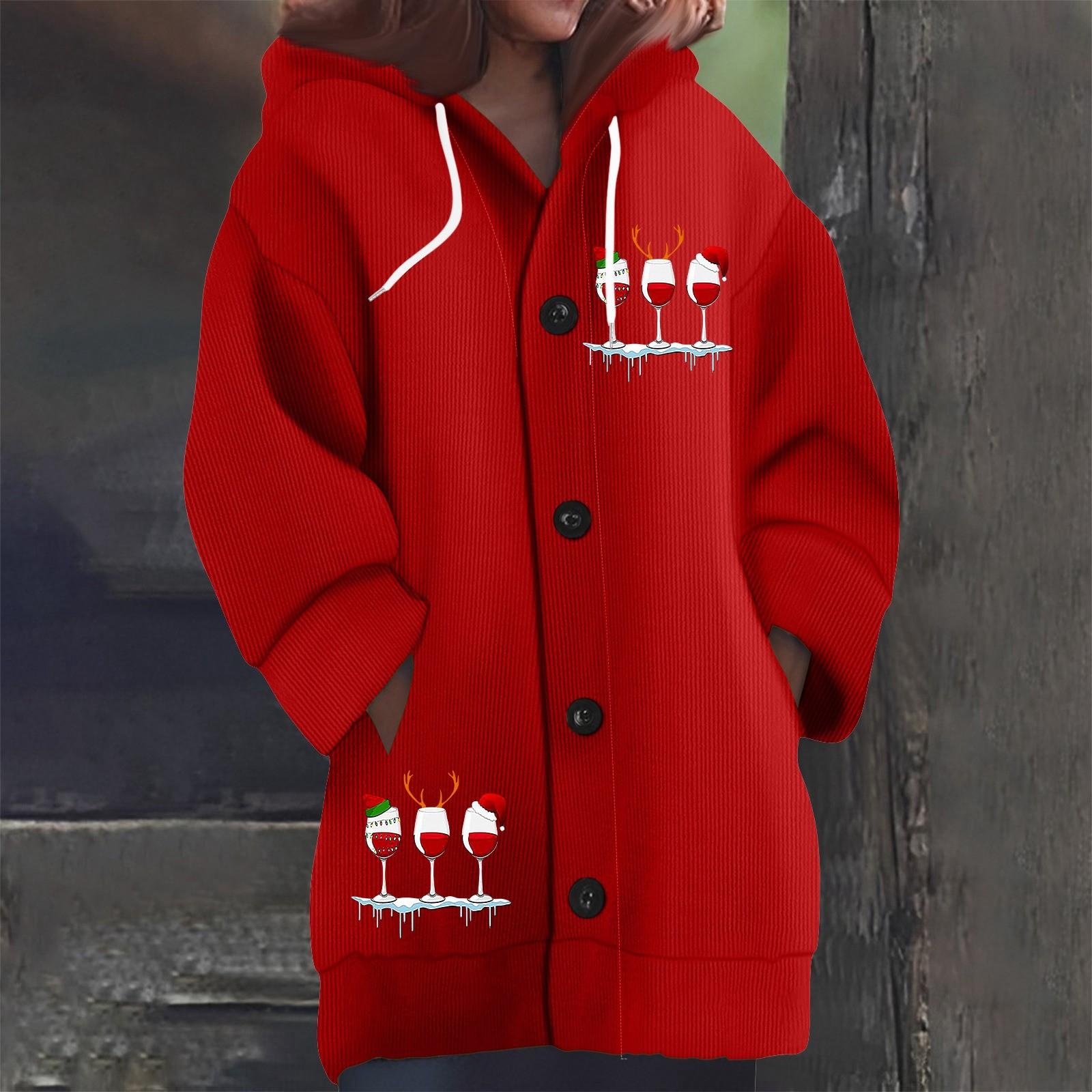 

Свитшоты для женщин Вязаный свитер с длинным рукавом Принт Вязаный худи с пуговицами Кардиган Пальто S белый