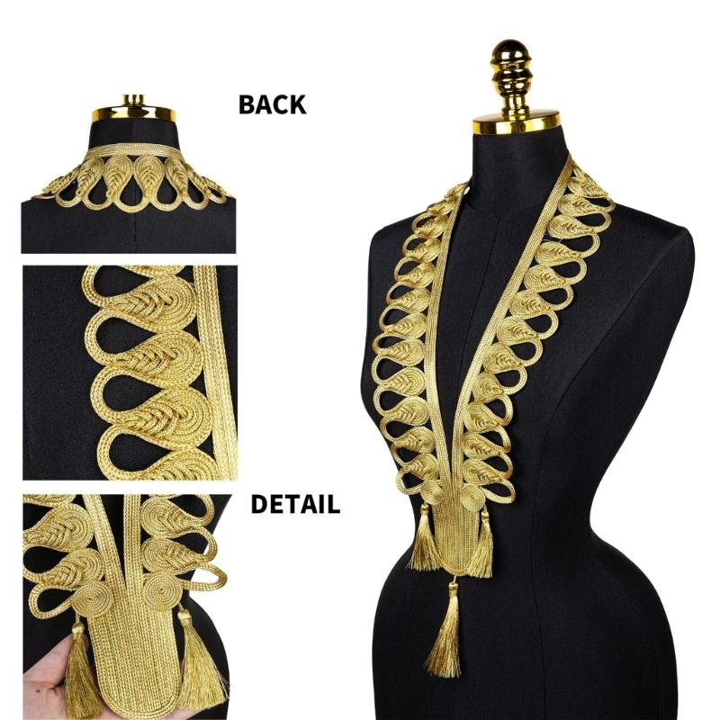 Gold Thread Collar Trim Sewing Applique For Handmade Suits And Dance Costume Clothing Embellishment Sewing Accessories
