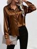 Chemise Satinée Brillante Élégante à Manches Longues pour Femme – Polyvalente pour le Printemps, l'Automne et Toutes les Saisons