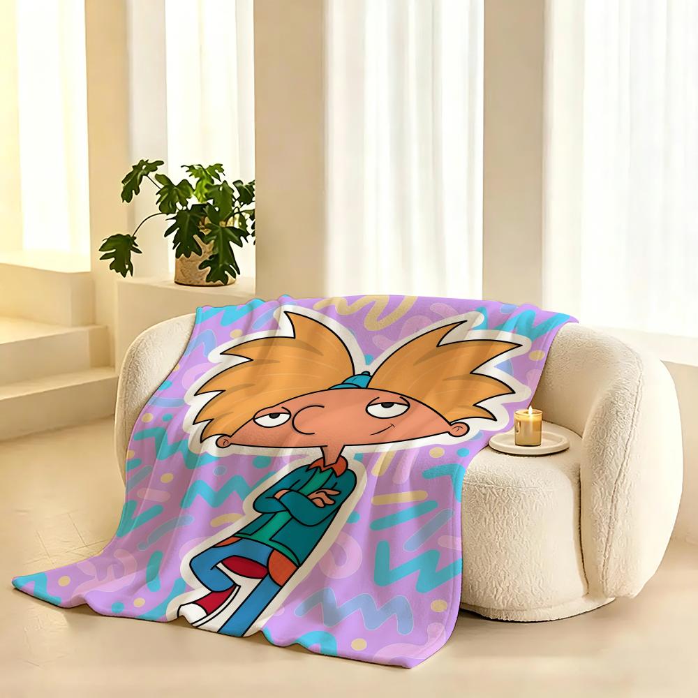 Hey Arnold Cartoon Throw 240g flannel blanket, suitable for sofas, beds, offices,  exquisite gift blankets