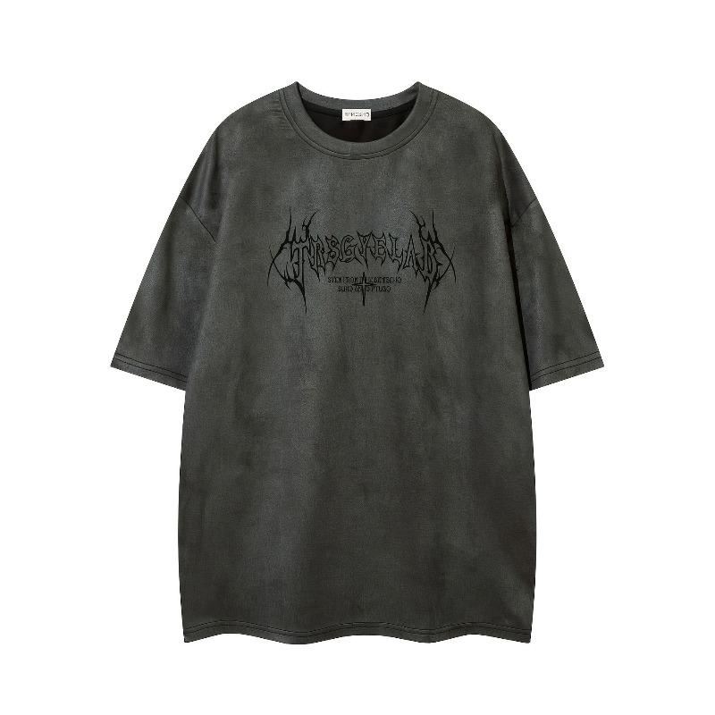 

Men s Oversized Wash Cotton T-Shirt - Vintage Streetwear Tee with Loose Fit Crew Neck , Soft Breathable for Casual Wear, Everyday , Machine Washable S чёрный