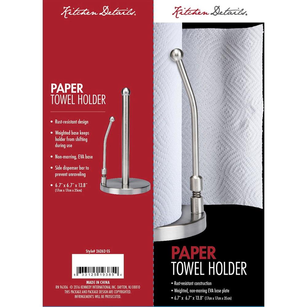 Stainless Steel Paper Towel Holder Heavy Weighted Base Rust Resistant Kitchen Accessory Side Dispenser Bar Durable EVA Bottom