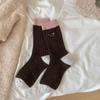 Korean Style Colorblock Thick Wool Blend Socks Women Warm Seamless Mid-Calf Crew Winter
