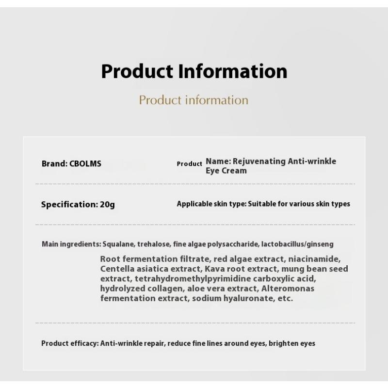 Omlazení pleti Krém na oči proti vráskám Desalinace Oční váčky Proti vráskám Zpevňující Oční