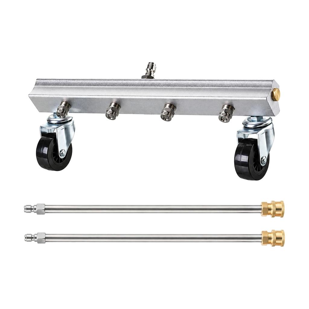 Stainless Steel Pressure Washer Attachment with Extension Rods QuickCoupling Wheels MultiNozzle