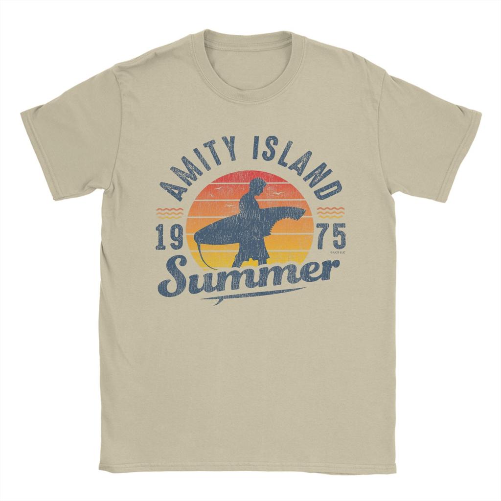 Unisex Amity Island Summer 0f 75 Jaws T Shirts 100 Cotton Clothes Casual Short Sleeve Round Neck Tee Shirt Classic TShirt