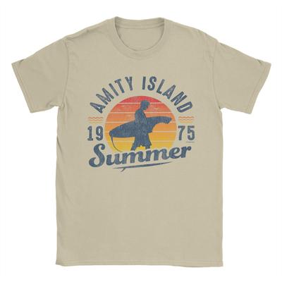 Men Amity Island Summer 0f 75 Jaws T Shirts  100% Cotton Clothes Casual Short Sleeve Round Neck Tee Shirt Classic T-Shirt