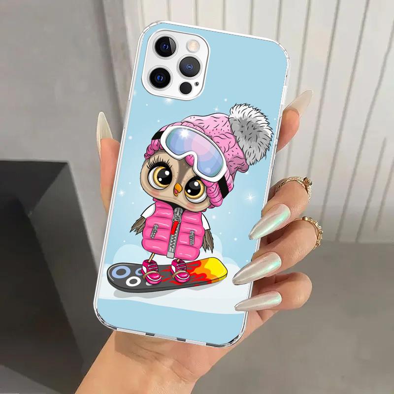 Cartoon Cute Owl LoveLy Phone Case for Iphone 17 Air 16 15 Plus 14 13 Mini 12 11 Pro Max 16E 7 8 SE 2020 Soft Funda Print Shell