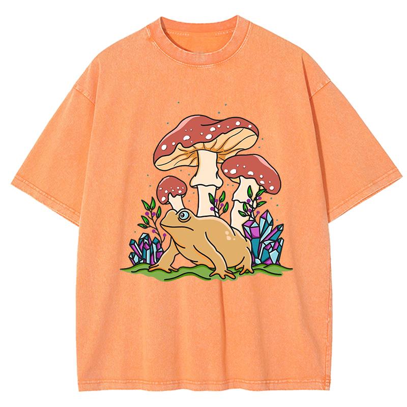 

Aesthetics Mushroom Toad Printed Washed T-Shirt Women Crewneck Cotton T Shirt Oversized Y2K Clothes Vintage Summer 3XL