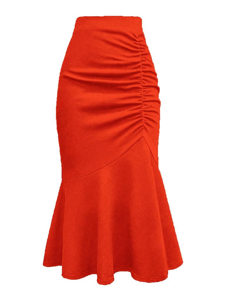 2025 Stylish Solid Color Fishtail Skirt: Waist-Cinching, Slimming, Hip-Hugging Design