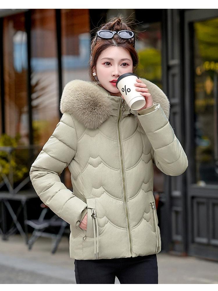 Women’s Short Hooded Windproof Thicken Warm Winter Jacket With Big Fur Collar