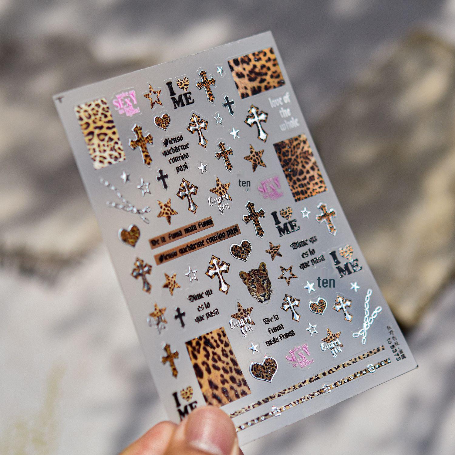 

Tomoni Wild Leopard Retro Nail Stickers - DIY European & American Mixed Styles