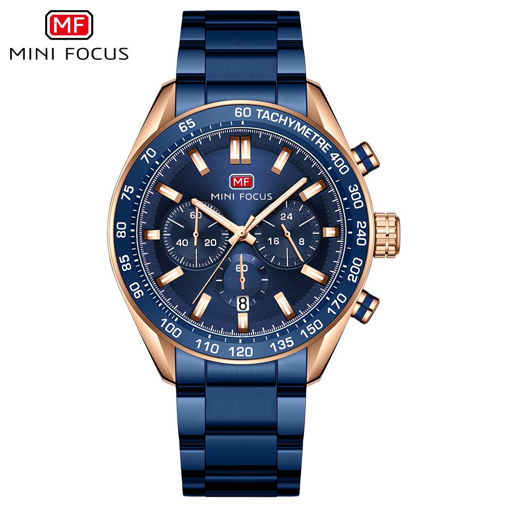 MINI FOCUS Men's Luminous Multifunctional Waterproof Steel Watch 0403G