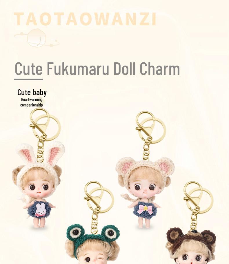 Fukumaru Schläfrige Puppe Anhänger Schlüsselanhänger - Entzückendes Auto-/Taschen-Schmuckstück Spielzeug
