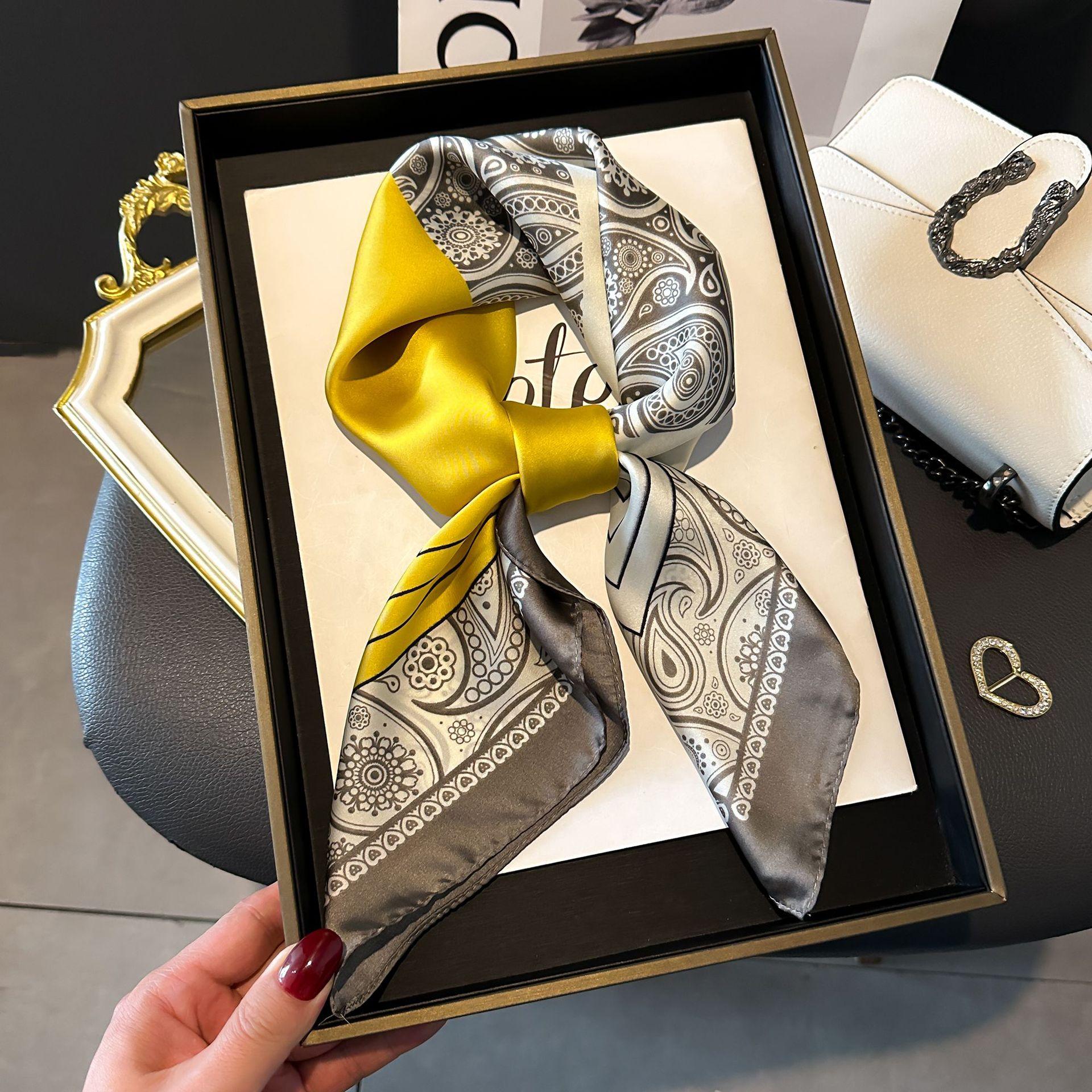 

Весенне-летний атласный длинный шарф для женщин, солнцезащитная шаль, модный атласный длинный шарф для красоты, универсальный дорожный шарф 70*70cm