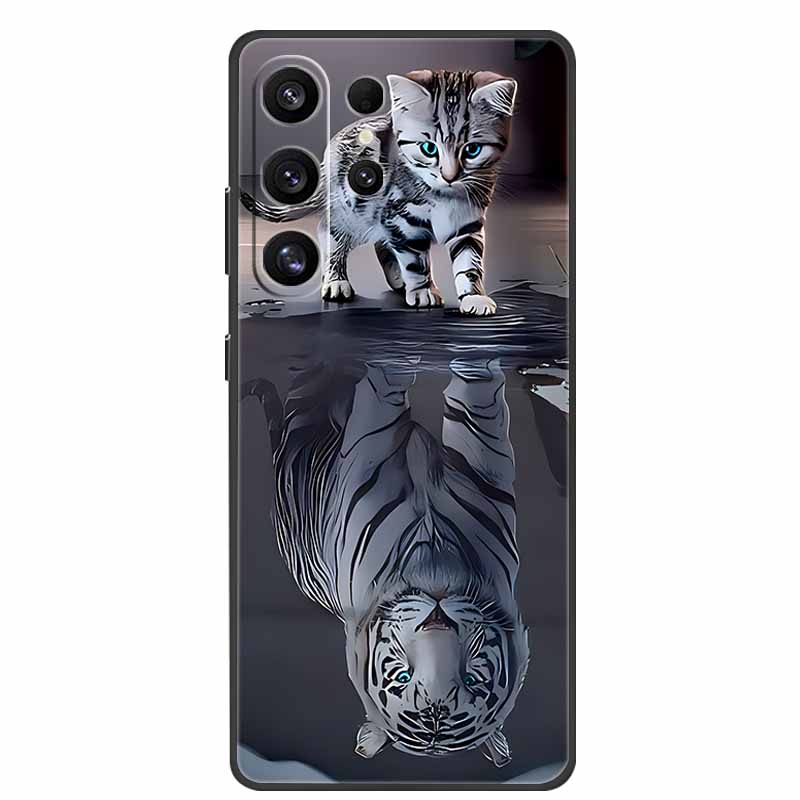 For Samsung Galaxy S26 Ultra Case Bumper Starry Sky Soft Silicone TPU Back Cover for Samsung S26 Ultra Phone Case Cute Cat Cover